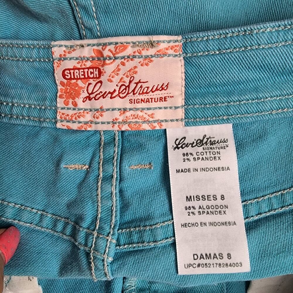 Levi Strauss Signature Shorts Teal Blue Size 8 - Picture 3 of 5